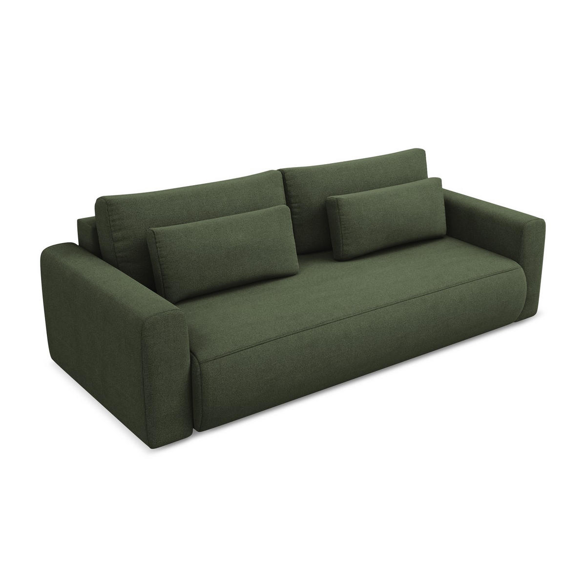 3-SITZER SOFA mit Schlaffunktion Strukturstoff Stoff Grün - Schwarz/Olivgrün, Kunststoff/Textil (238/82/105cm) - LaMiaSofa