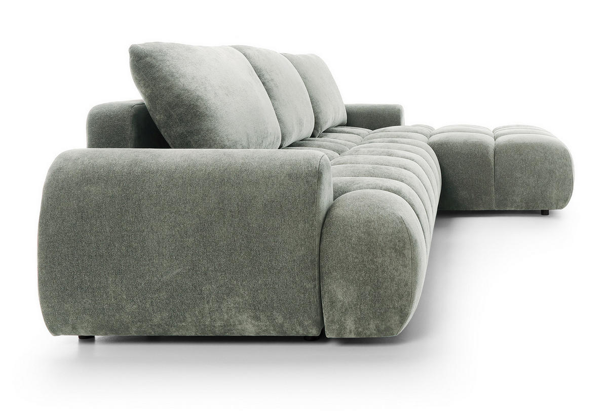 ECKSOFA 340 cm Valerio II, Schlaffunktion, Bettkasten, Rechts, Hellgrau - Hellgrau, Holz (177/340cm) - Emporius