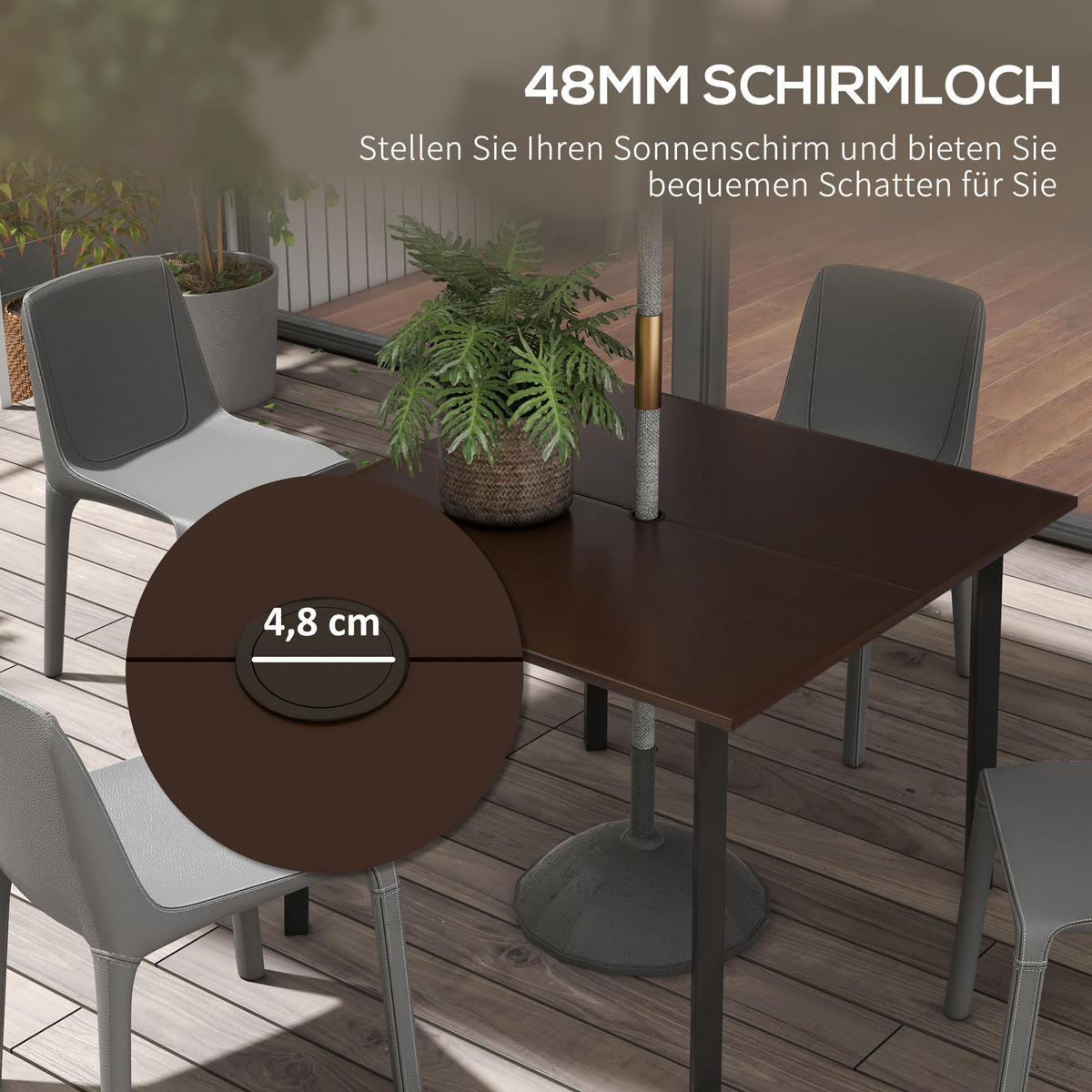 GARTENTISCH, Bistrotisch, Braun, Stahl - Braun, Metall (100/100/72cm) - Outsunny