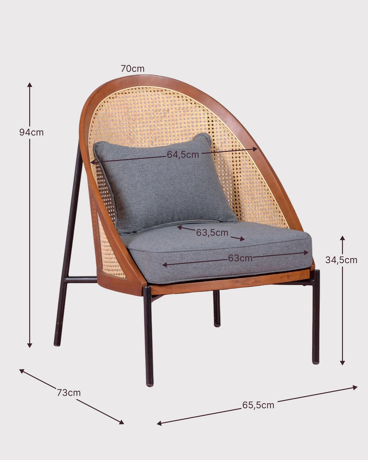 SESSEL Baumwolle Walnussfarben - Walnussfarben, Holz (66/94/73cm) - Nest Dream