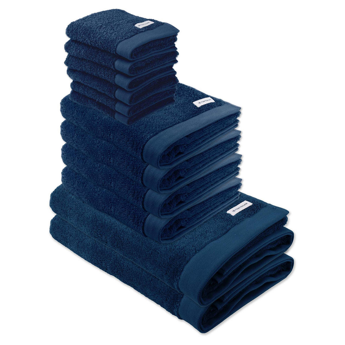 HANDTUCH-SET Color Bath, 12-tlg. Dunkelblau 100% Baumwolle - Dunkelblau, Naturmaterialien (60/120cm) - Tom Tailor