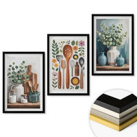 WANDBILDER 3er-Set - 40x60 cm Schwarzer Rahmen - Küchenaccessoires auf pflanzlicher Basis - Schwarz, Kunststoff (40/60cm) - ArtPrintCave