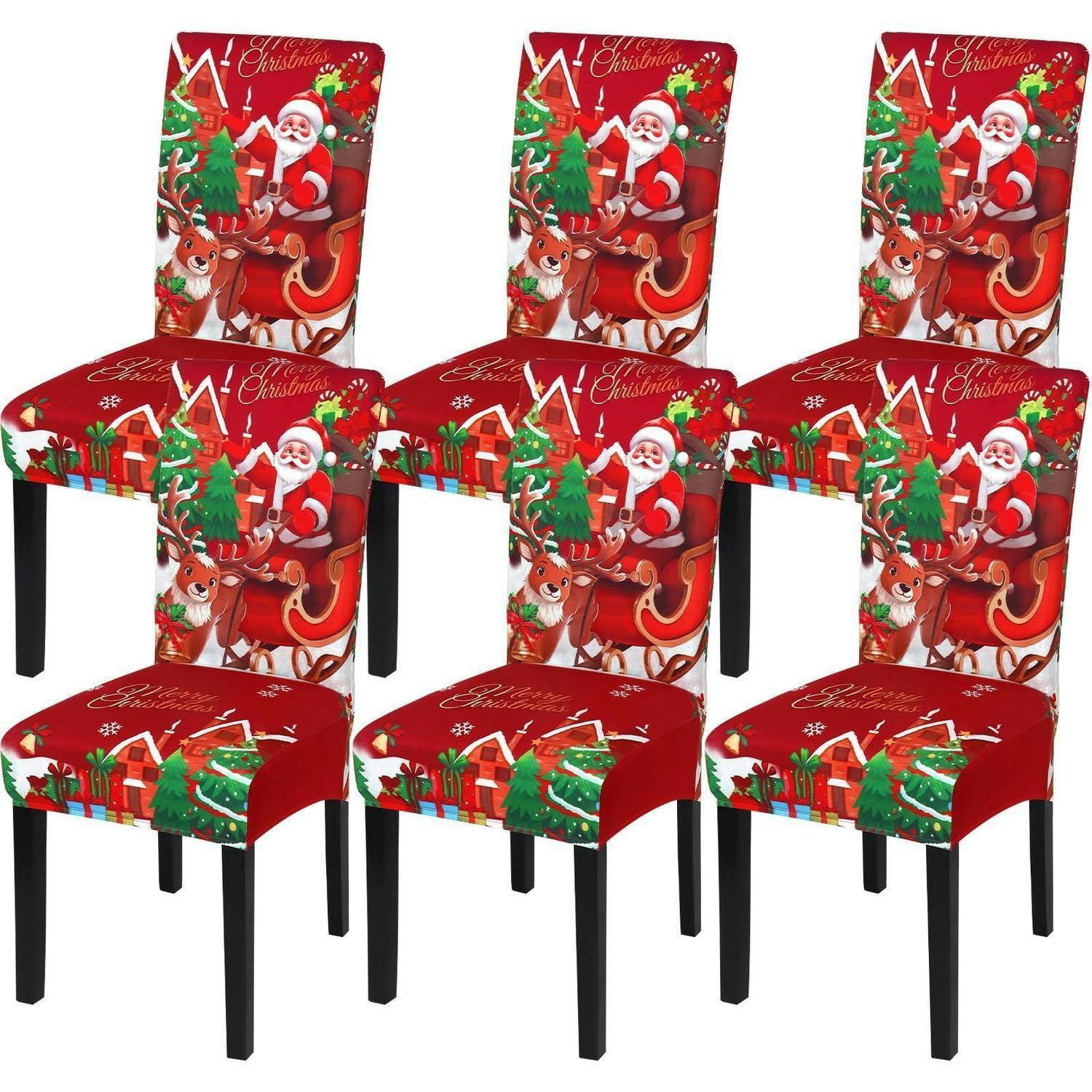 STUHLHUSSEN Weihnachten 6er Set Stretchbezug für Esszimmerstühle - Multicolor, Textil (40/45cm)