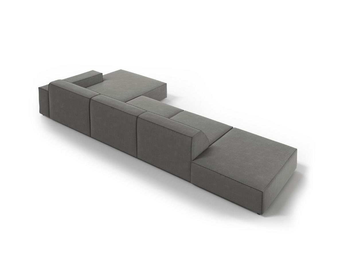 ECKSOFA rechts Jodie aus Samt hellgrau 5 Sitzplätze - Hellgrau, Textil (166/341cm) - Micadoni