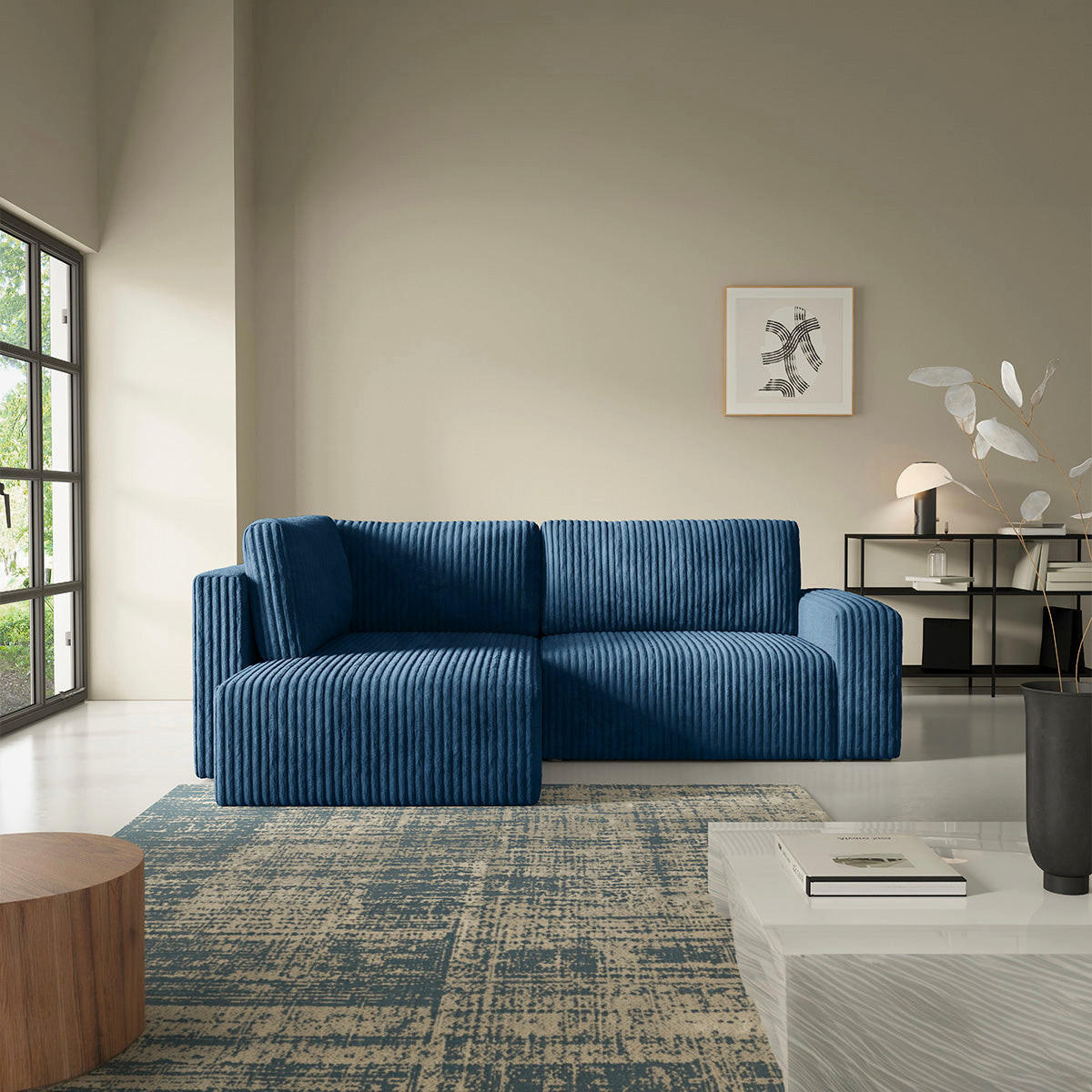 ECKSOFA Angela 4 Sitzplätze Marineblau - Blau, Holz (245/182cm) - Petits-meubles