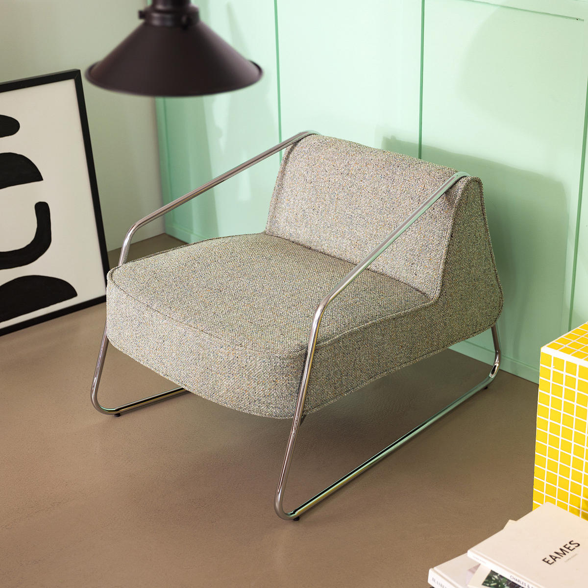 SESSEL - Webstoff - Grün, Textil/Metall (60/59/69cm) - home24