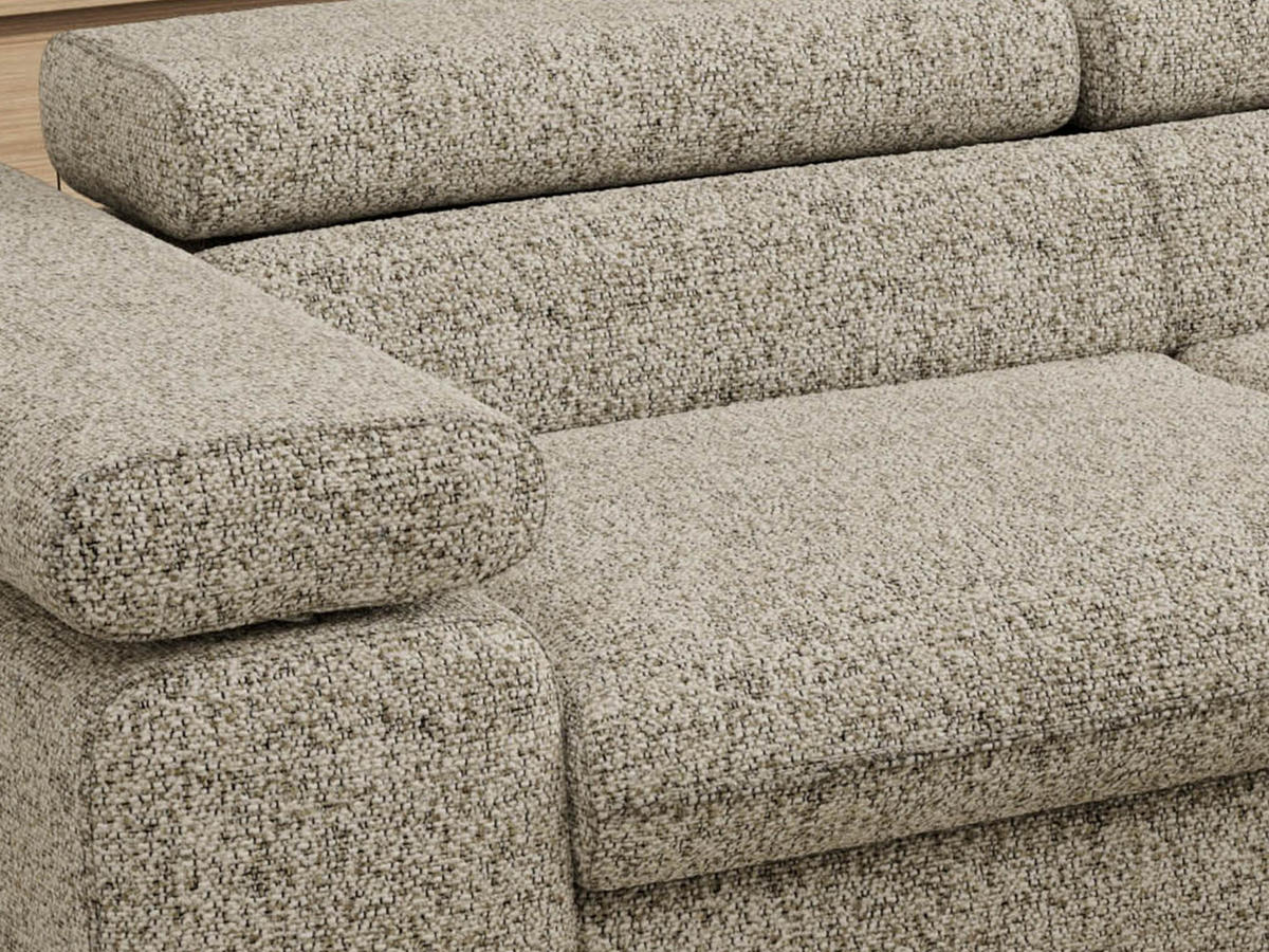 ECKSOFA PABLO L Beige Struktur - Rechts Seite mit Visco Topper - Beige/Schwarz, Textil/Metall (273/208cm) - MKS