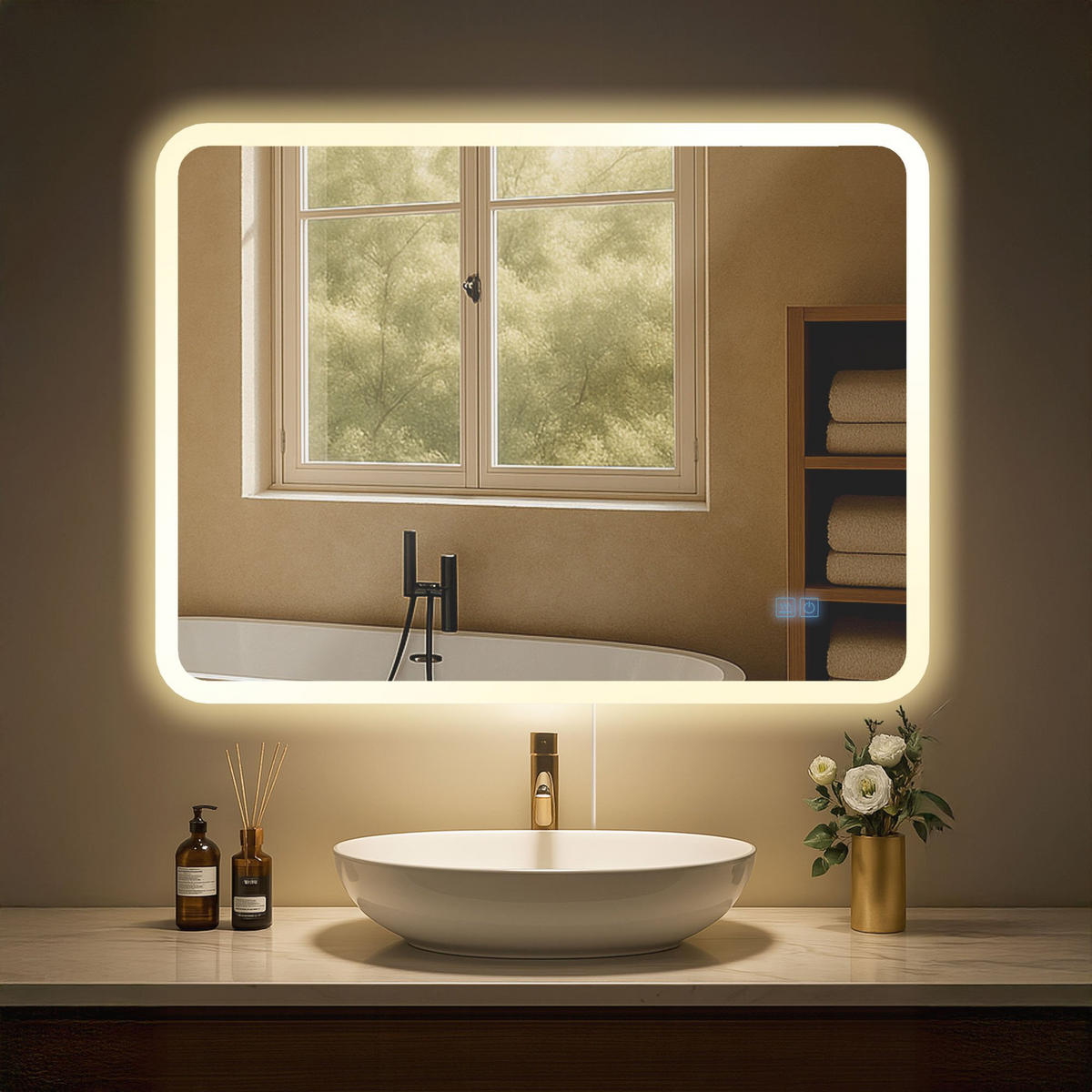 BADSPIEGEL Wien 60x80 ohne Bluetooth 80x3,5x60cm Glas Klarglas Badezimmerspiegel - Klar, Glas (80/60/3.5cm) - DELUKE