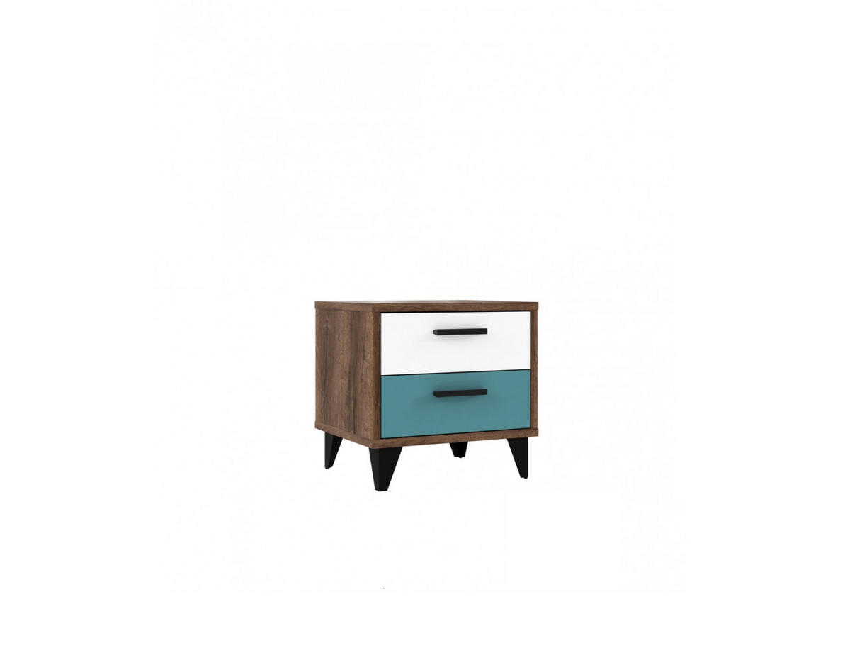 JUGENDZIMMER Raven in Schlammeiche, Grau kombiniert mit Weiß, Schwarz und Orientalisch Grün 7 teilig mit Drehtürenschrank - Grau, Holzwerkstoff (120/200/80cm)