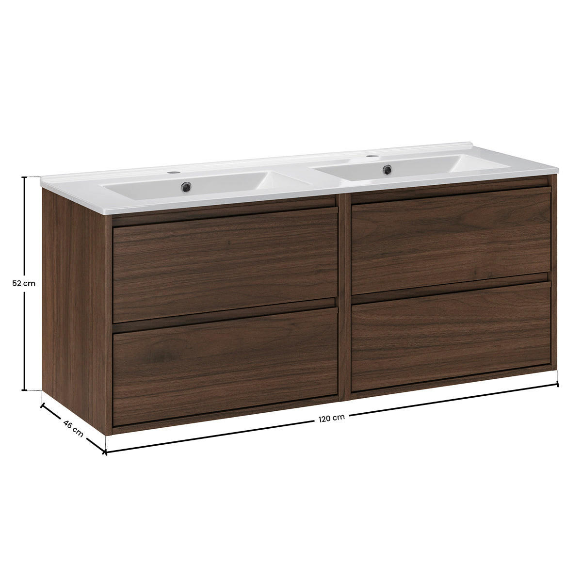 DVOJUMYVADLO 121cm Edmé Dřevo - hnědá, kompozitní dřevo (121/52/46cm) - Petits-meubles