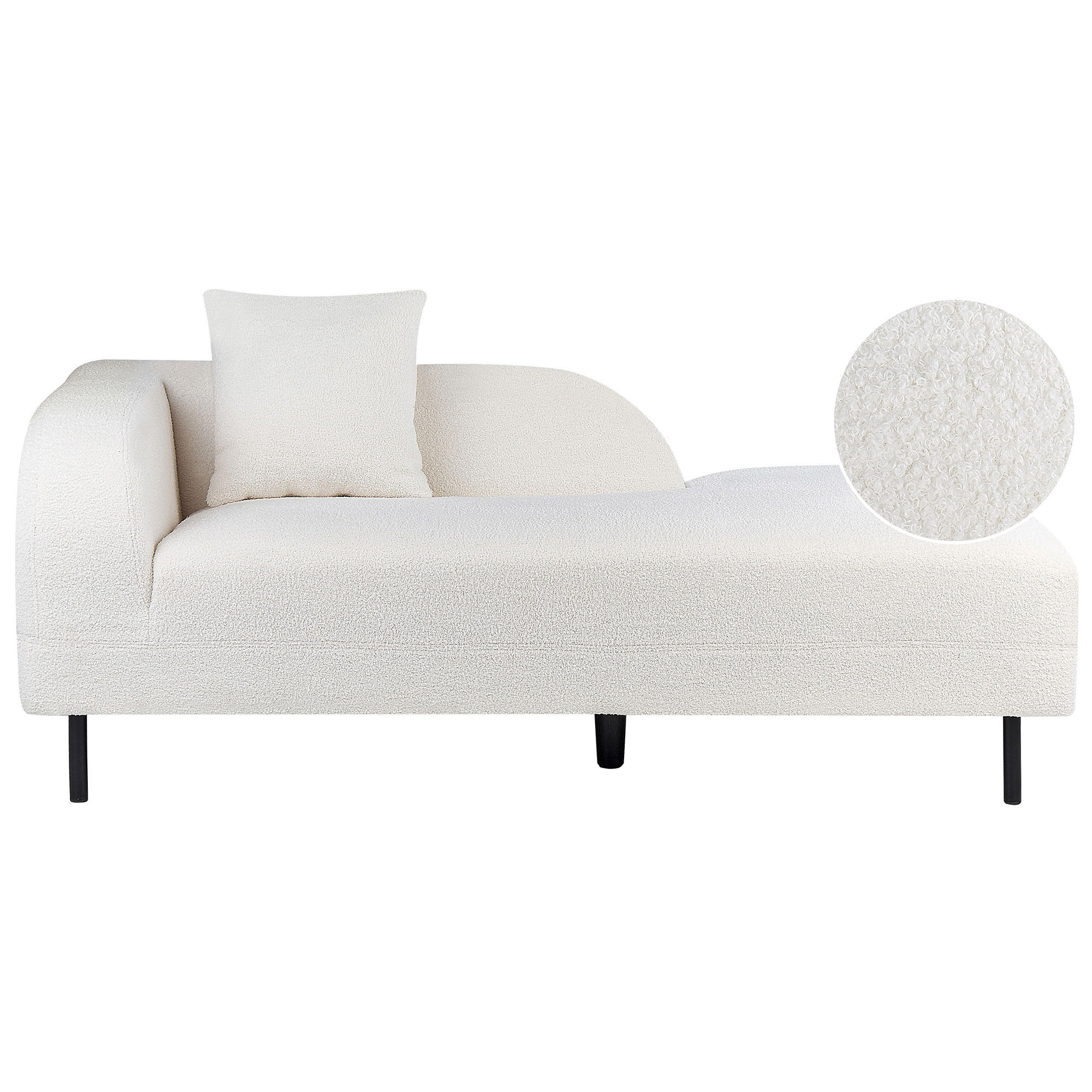 CHAISELONGUE Bouclé weiß linksseitig Le Crau - Weiß, Textil (170/65/84cm) - Beliani