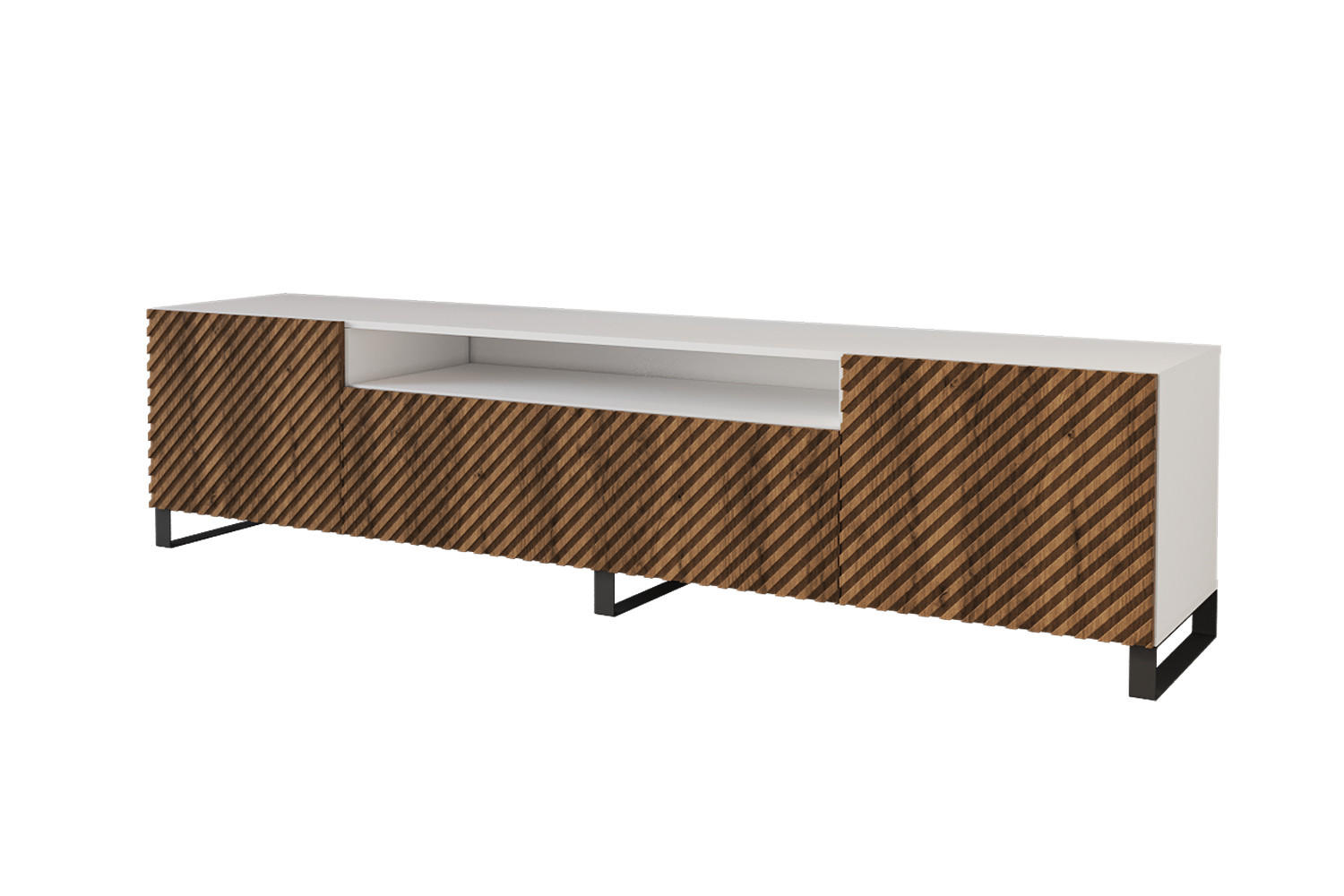 LOWBOARD ZENO-S 200x53x41 cm - Weiß / Katania - Eiche Wotan/Schwarz, Holzwerkstoff (200/53/41cm) - ALTDECOR