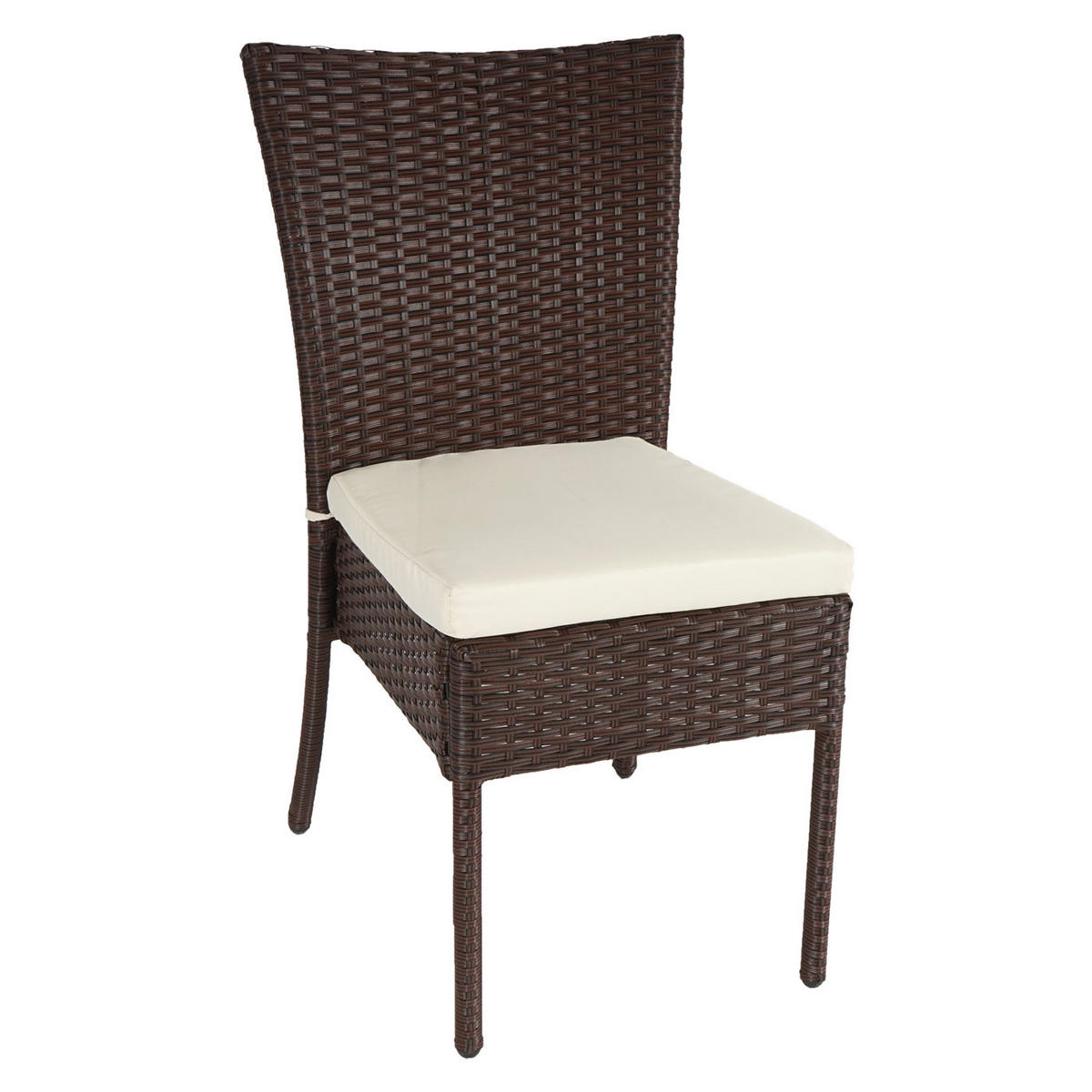 POLY-RATTAN GARNITUR Braun, Cremeweiß 5-teilig-Set - Braun/Weiß, Kunststoff - MCW