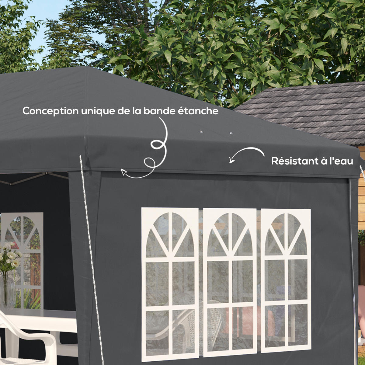 PAVILLON DE-13986 3/6 m, 3 Seiten abnehmbar Grau - Grau, Textil (295/270/585cm) - ComfortXL