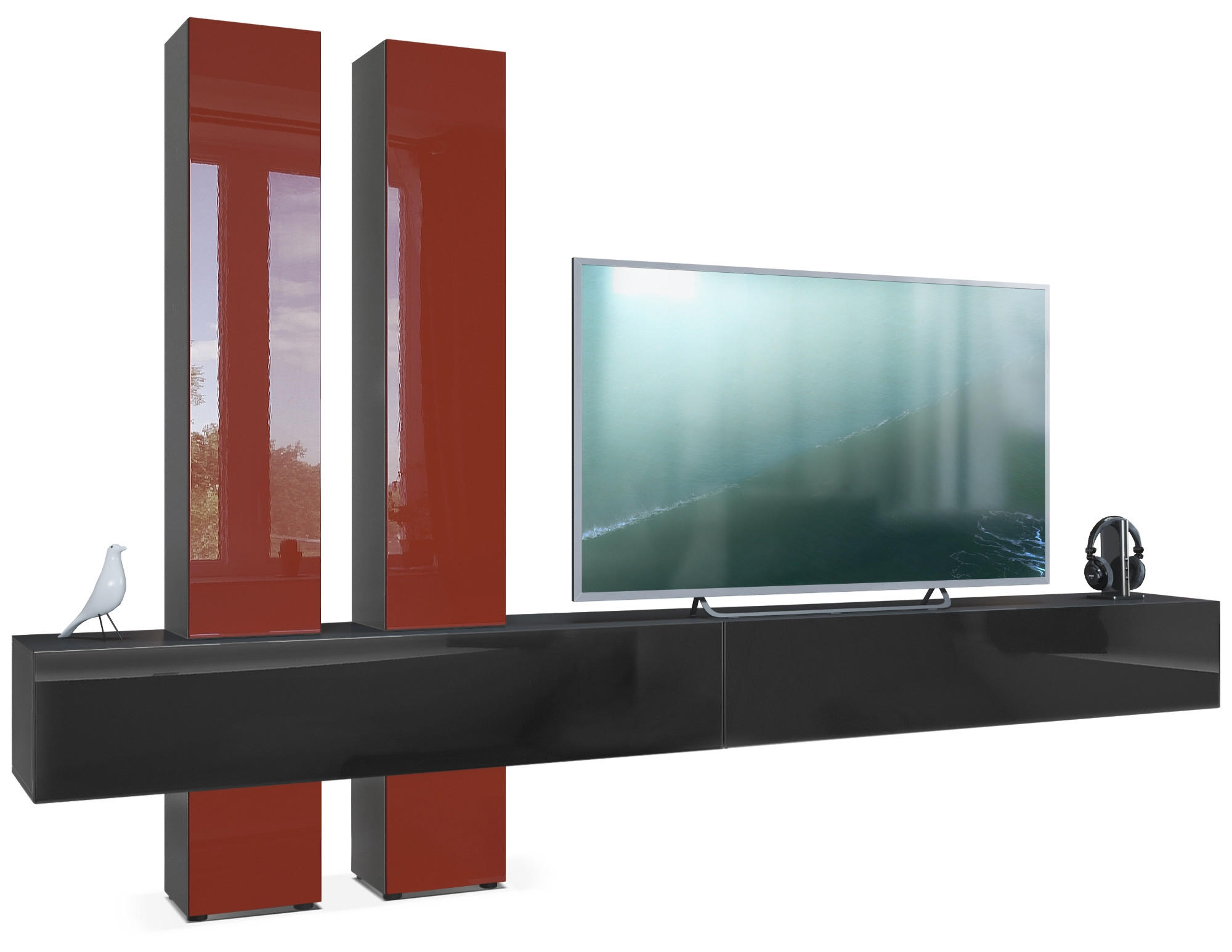 Vladon Wohnwand Bordeaux 330x204x39 cm