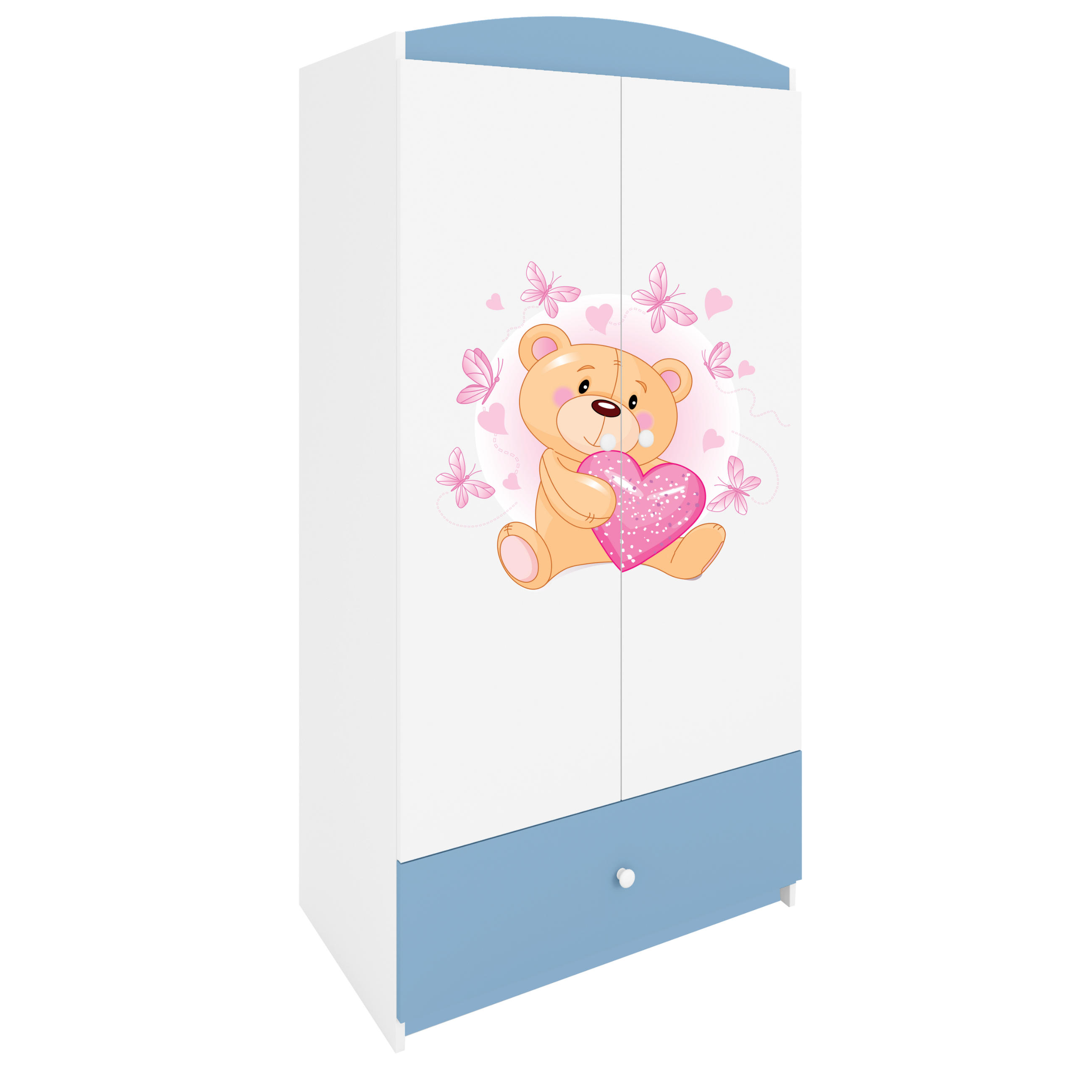 KINDERKLEIDERSCHRANK Teddybär I - Blau, Holzwerkstoff (90/175/52cm) - RAUMHIRSCH FURNITURE