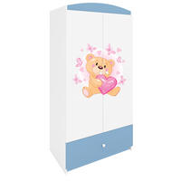 KINDERKLEIDERSCHRANK Teddybär I - Blau, Holzwerkstoff (90/175/52cm) - RAUMHIRSCH FURNITURE