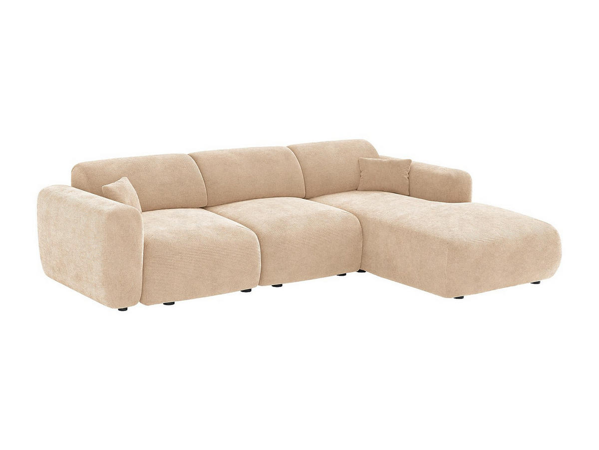 SCHLAFSOFA - 5 Personen - samt - beige Pogni - Beige, Kunststoff/Textil (283/77/180cm) - Vente-Unique
