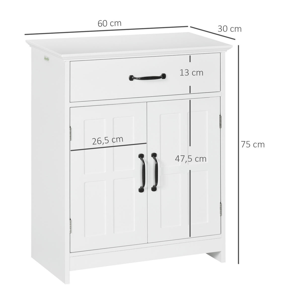 MIDISCHRANK DE-17337 Weiß - Weiß, Holzwerkstoff (30/75/60cm) - ComfortXL