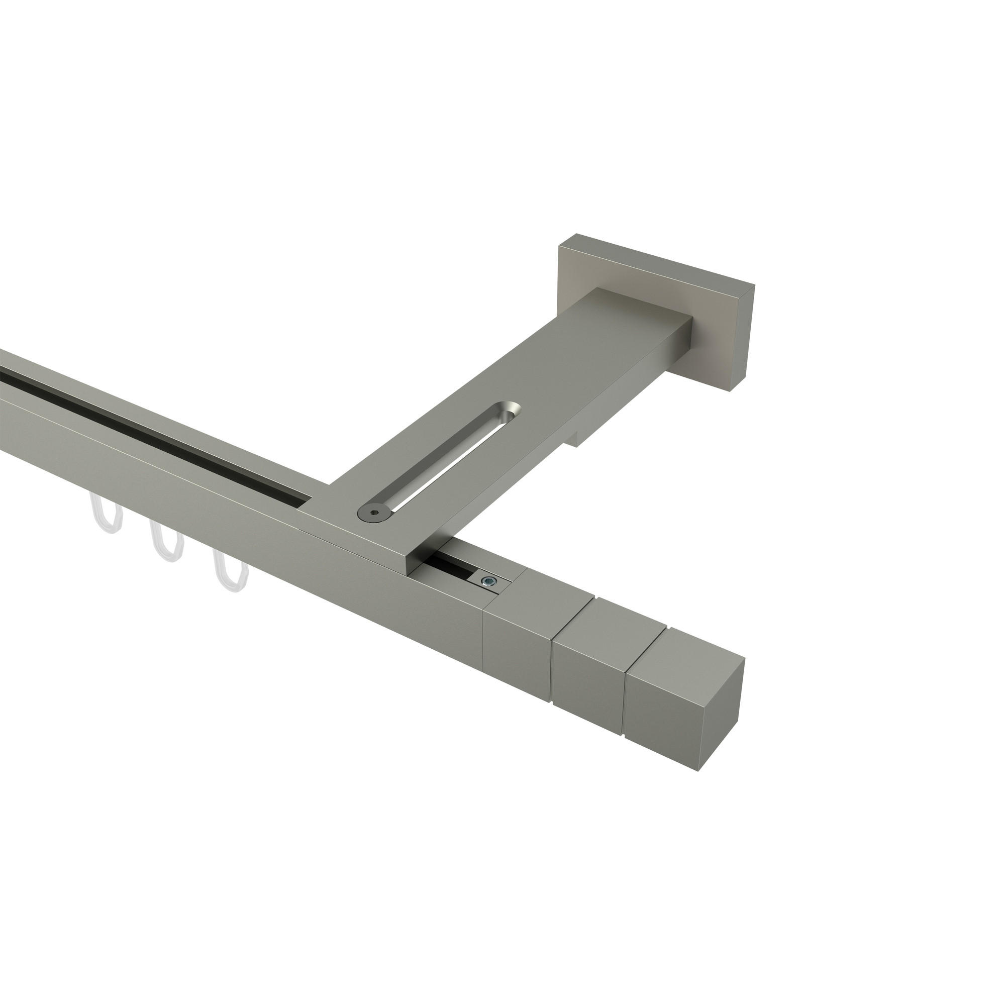 GARDINENSTANGE INNENLAUF Quadline (Multi) Cubes 540 cm (geteilt in 3 x 180 cm), 1-läufig, 20x20 mm Satin-Silber - Silberfarben, Metall (540cm) - INTERDECO