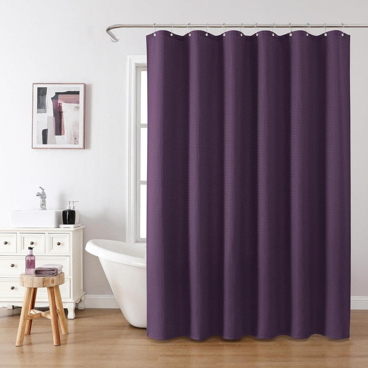 DUSCHVORHANG Waffelstoff Lila 182 x 198 cm - Lila, Textil (182/198cm)