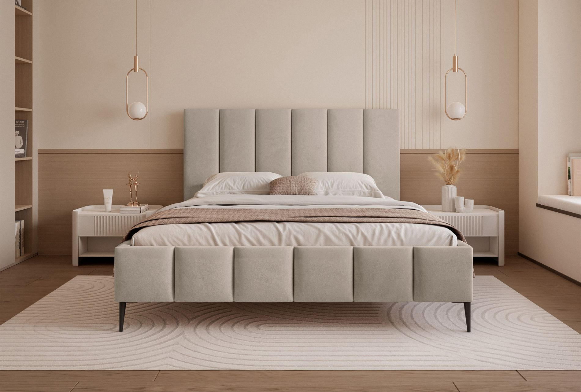 POLSTERBETT Sarafino Graubeige Samt 160x200 cm - Taupe, Textil (160/200cm) - Selsey
