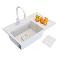 KÜCHENSPÜLE Rendo mit Siphon Batterie - Weiß, Kunststoff/Stein (51/22/81cm) - Granitan