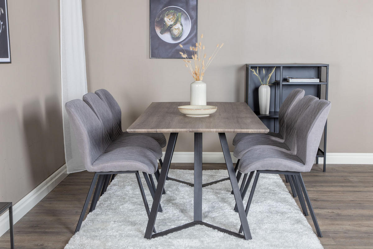 TISCHGRUPPE Grau - Grau, Holzwerkstoff (90/75/180cm) - ebuy24