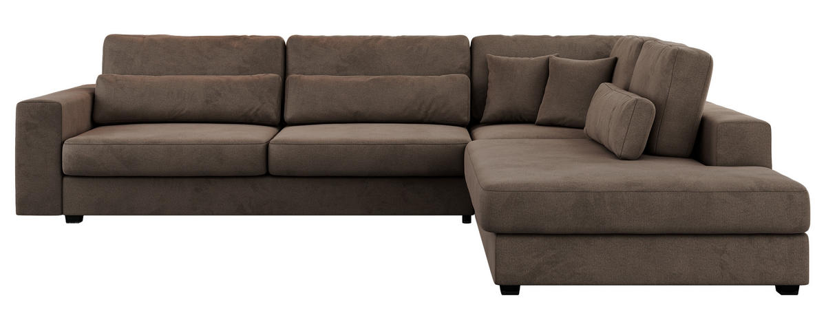 ECKSOFA Savona Braun Velvet - rechts - Schwarz/Braun, Kunststoff/Textil (249/316cm) - MKS
