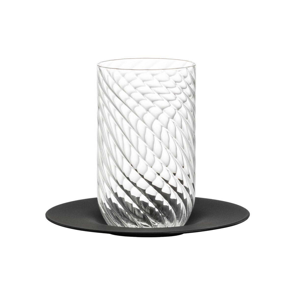 LATTE MACCHIATO GLAS MIT UNTERTASSE Twist schwarz 360 ml - Schwarz, Glas (0.36L) - Eisch