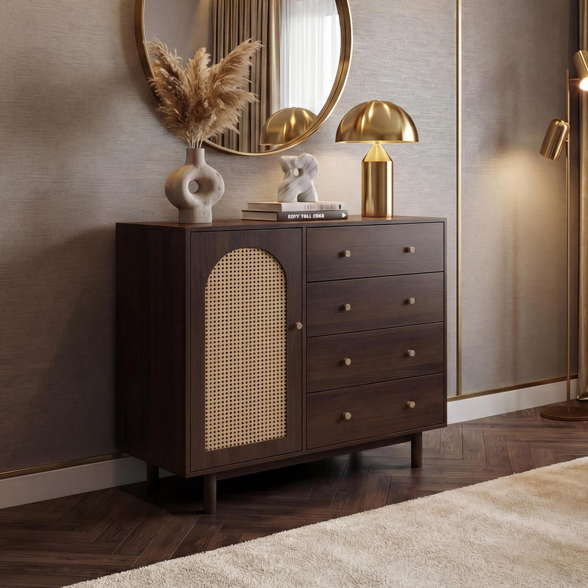 KOMODA Ořešák - barva vlašského ořechu, dřevo (100/95/40cm) - MCW