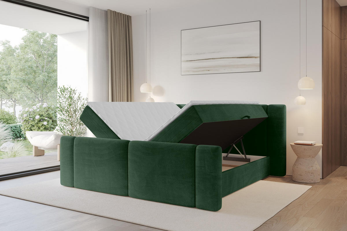 BOXBETT mit Matratze H3 - EVON Zanozek - 140x200 cm Grün - Grün, Holzwerkstoff (140/200cm) - ALTDECOR