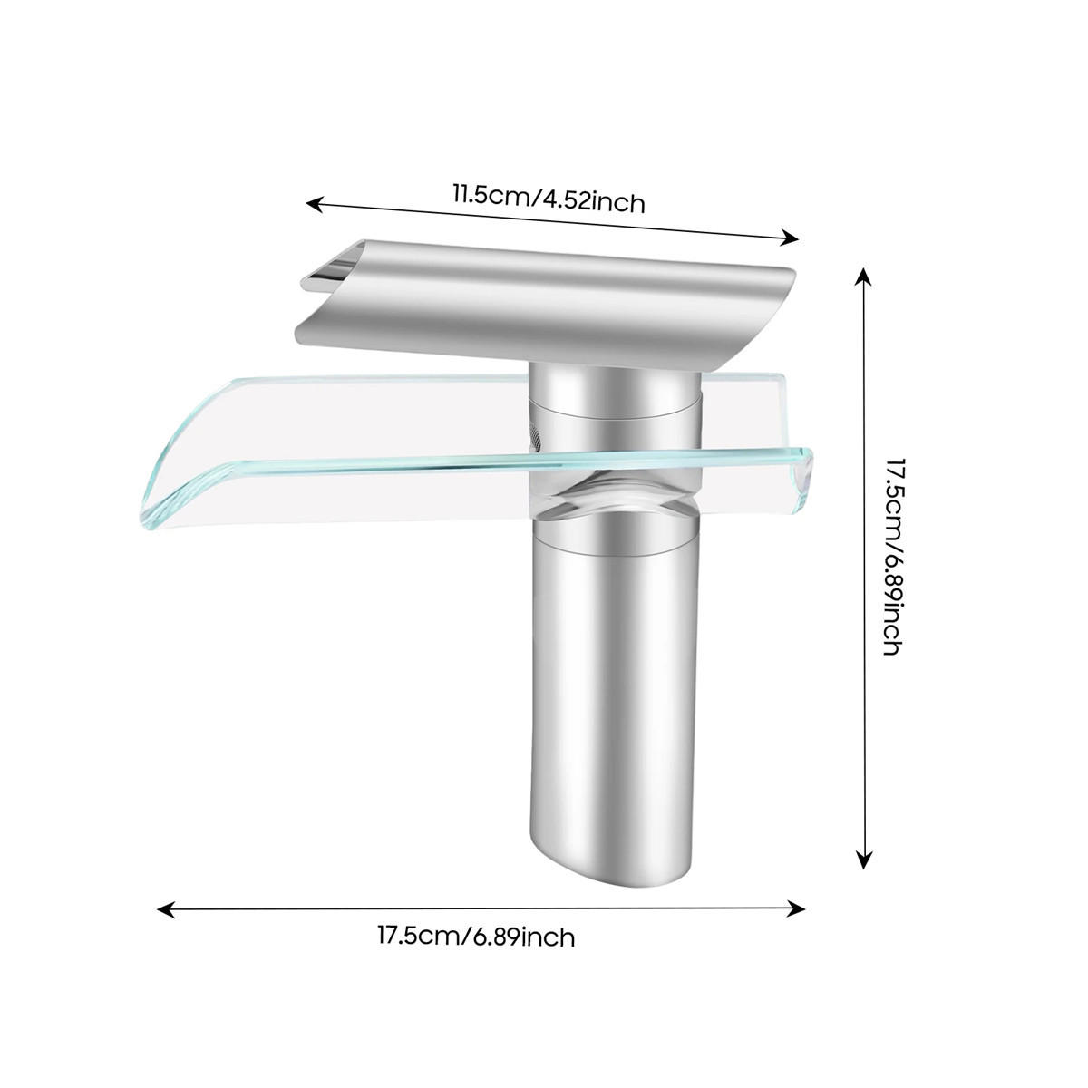 WASCHTISCHARMATUR Wasserfall Messing mit Glasauslauf - Silberfarben, Metall (17.5/17.5/3.5cm) - Kaket