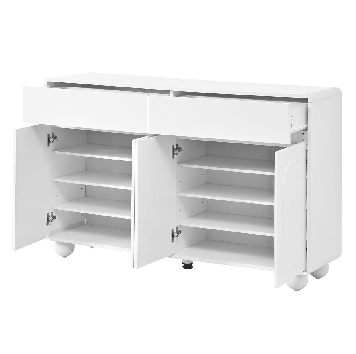 SIDEBOARD 140/38/89 cm Weiß aus Spanplatte und MDF mit 2 Schubladen - Weiß, Holzwerkstoff (140/89/38cm) - OKWISH