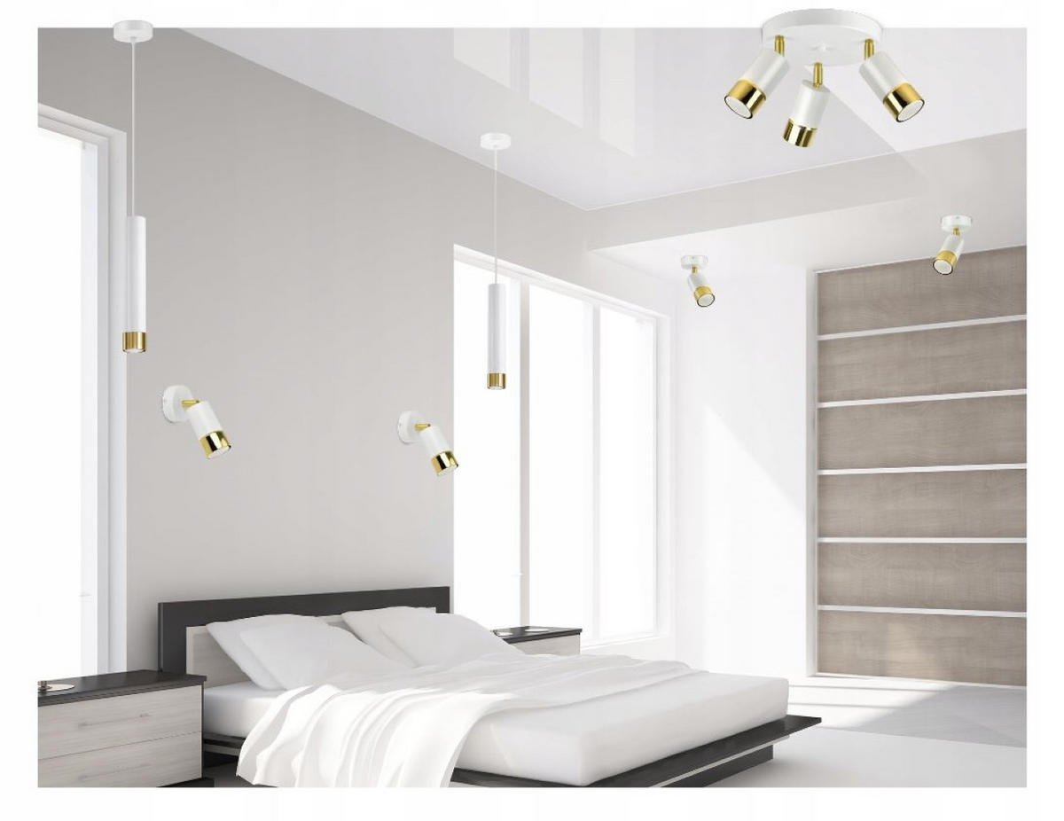 DECKENLEUCHTE Milano Spot - Weiß Hochglanz/Goldfarben, Metall (20/20/18cm) - kiki design