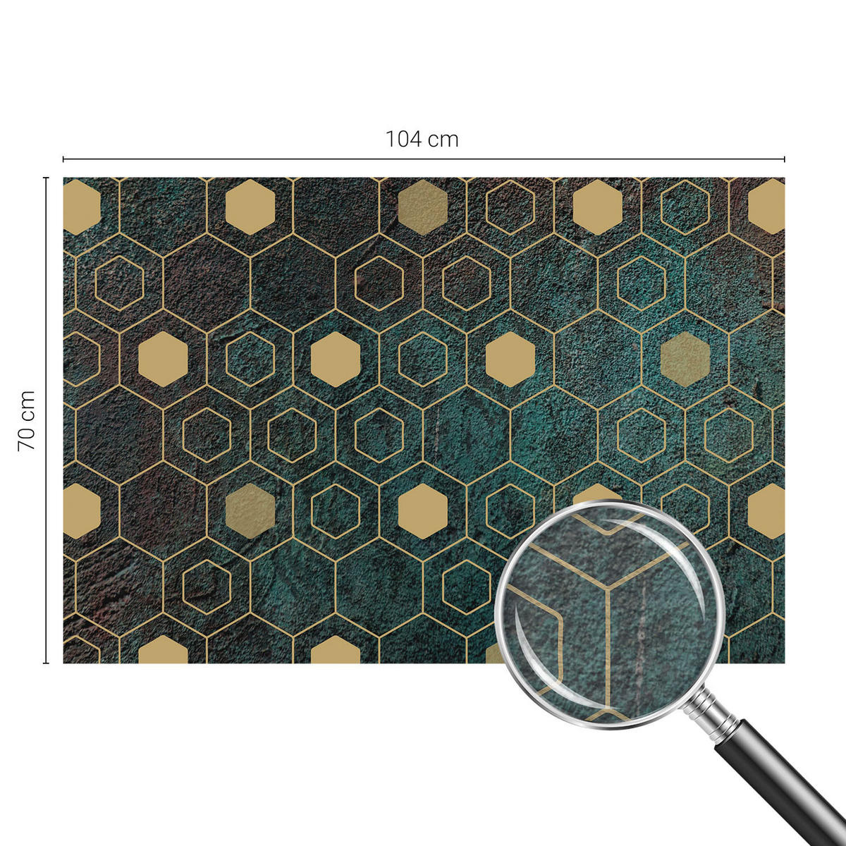 FOTOTAPETE 104x70 cm - Geometrische Sechsecke - Grün, Textil (104/70cm) - Wallfluent