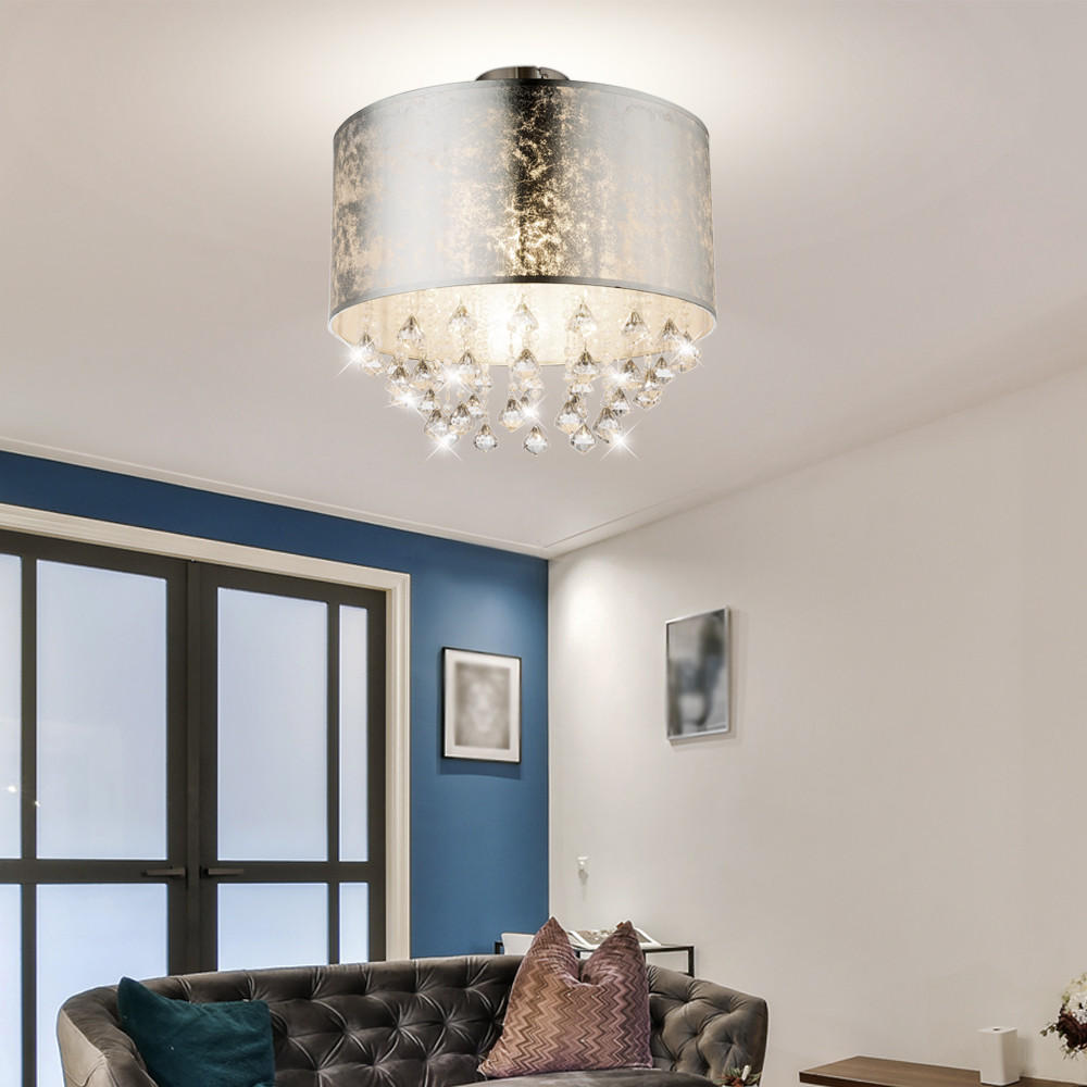 LED DECKENLEUCHTE Kristalle Silber - Silberfarben, Metall (30/30/31cm) - Globo Lighting