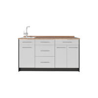 KUCHYNSKÝ BLOK Fame-Line, Biely vysoký lesk, 150 cm, AP Oak - biela s vysokým leskom/antracitová, kompozitné drevo (150/82/60cm) - Vicco