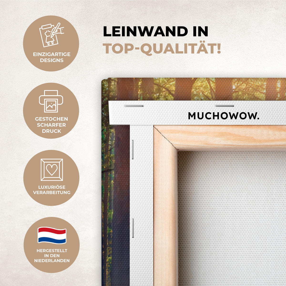 LEINWANDBILD Wald - Herbst - Bäume Wanddeko 40x60 cm - Dunkelgrün, Textil (40/60cm) - MuchoWow