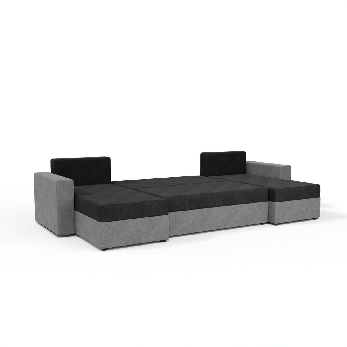 WOHNLANDSCHAFT mit Schlaffunktion Radlach, Schwarz+Grau - Grau, Textil (298/85/207cm) - Fedve