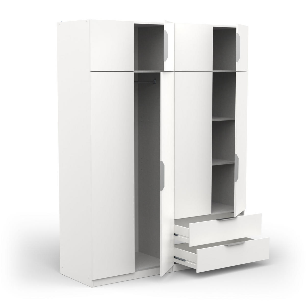 SCHRANK, 8 Türen - GHOST - Weiß - 157,3 x 51,1 x 203 cm - Weiß, Holz (51.1/203/157.3cm) - Demeyere