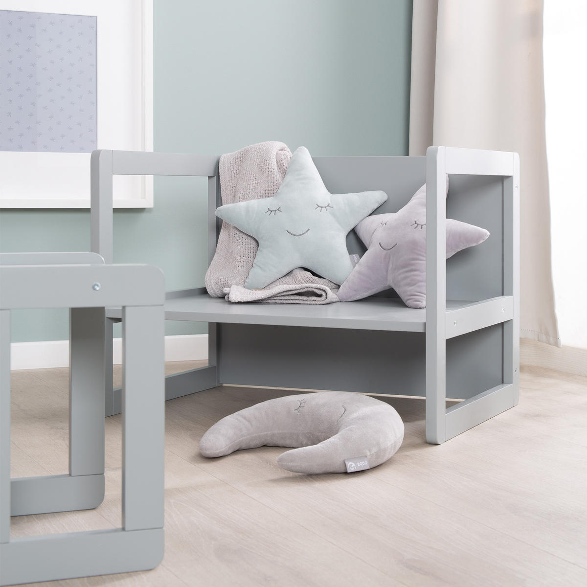 KINDERSITZGRUPPE 3in1 - Grau, Holzwerkstoff (61/30/44cm) - Roba