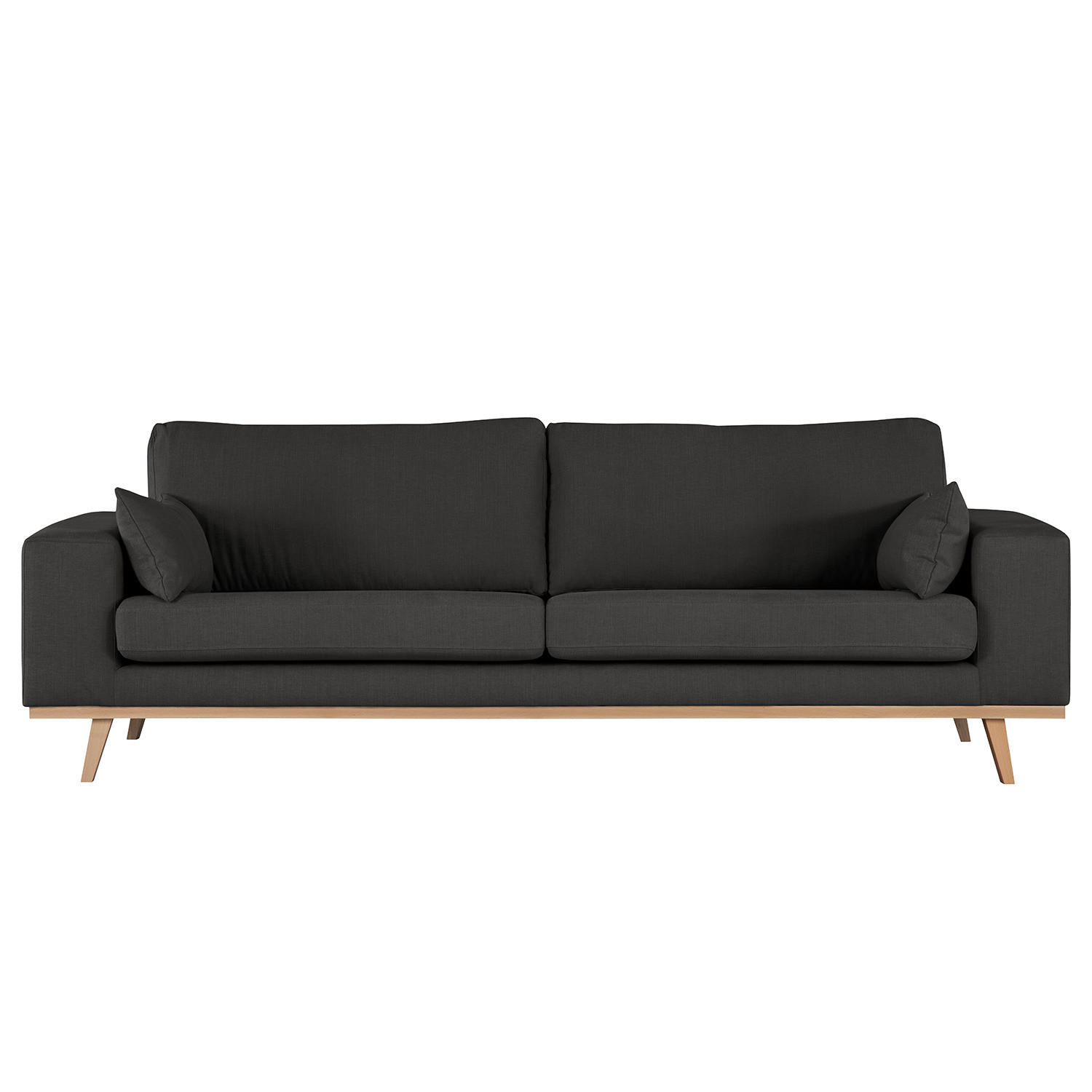 3-SITZER SOFA - Anthrazit/Buchefarben, Buchenholz/Textil (237/81/88cm) - home24