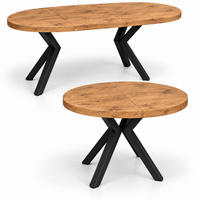 ESSTISCH rund ausziehbar 110/210/76 cm, Eiche Craft, 54 cm Tischplatte + X Metallbeine Schwarz - Eichefarben/Schwarz, Holzwerkstoff/Metall (110/210/76cm) - Damale Möbel