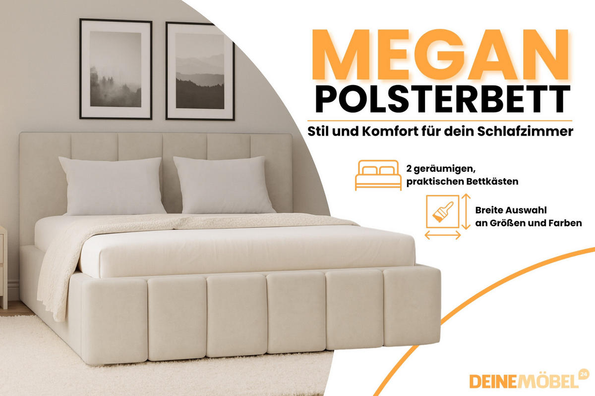 POLSTERBETT MEGAN 160/200 in Velours Beige - Beige, Holz/Holzwerkstoff (160/200cm) - Deine Möbel 24