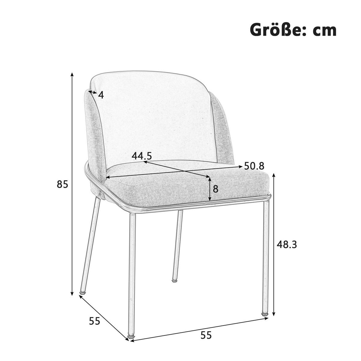 STUHL 4er-Set mit verstellbaren Füßen Sitzfläche 44,5x50,8 cm Beige - Beige, Metall (55/85/55.2cm) - Meubliv