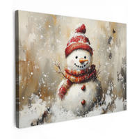 LEINWANDBILD Schneemann - Winter - Schnee - Beige 40x30 cm - Weiß, Textil (40/30cm) - MuchoWow