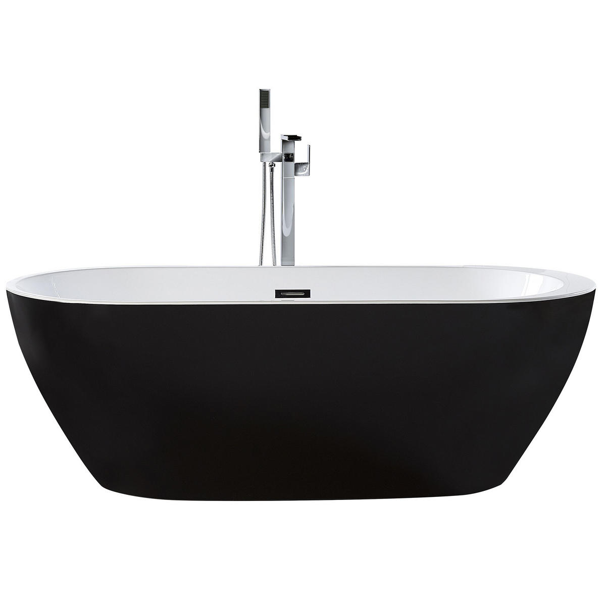 BADEWANNE FREISTEHEND 75x160x58 cm schwarz Nevis - Schwarz, Kunststoff (75/58/160cm) - Beliani