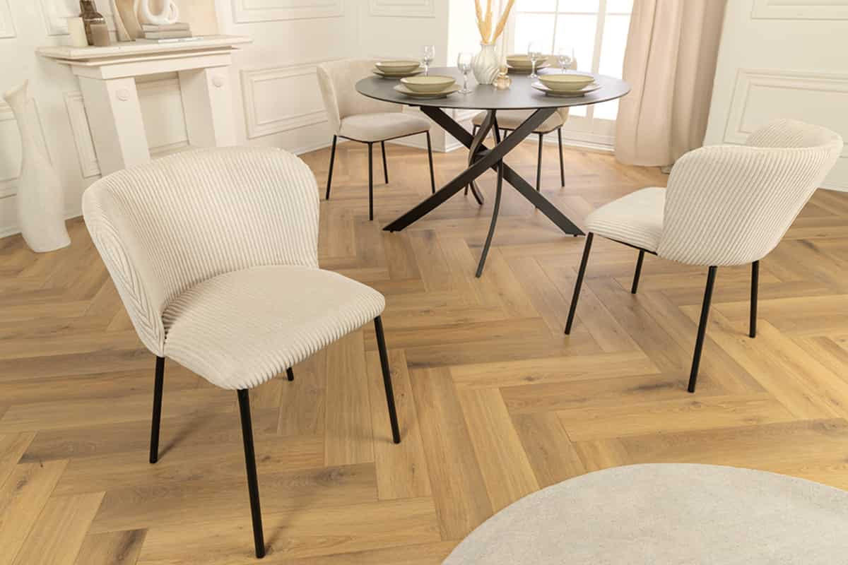 STUHL LYON Cord Beige 75 cm - Beige/Schwarz, Textil/Metall (54/75/58cm) - riess-ambiente