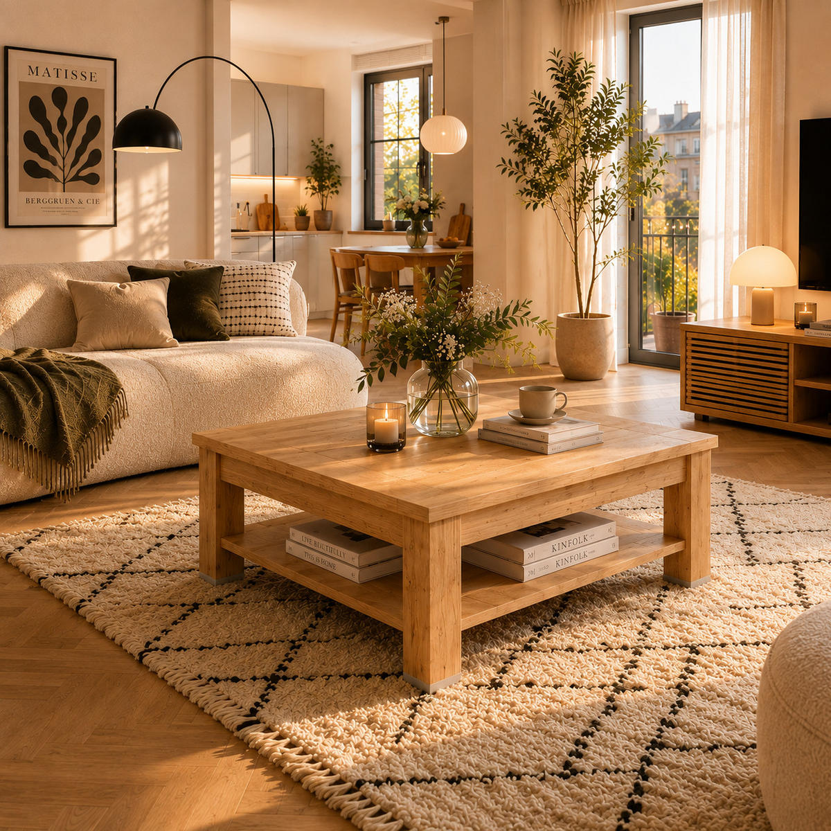 COUCHTISCH Quadratisch Ablage Eiche San Remo matt 75/48/75 cm - Eiche San Remo, Holzwerkstoff (75/75/48cm) - designimpex